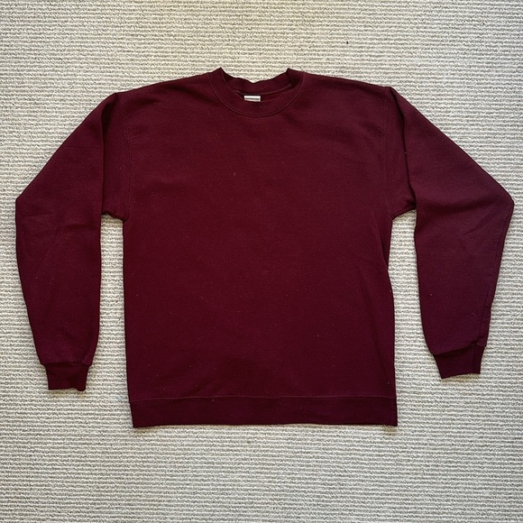 Hanes EcoSmart Crewneck Sweaters (2) White and Maroon - Picture 8 of 11